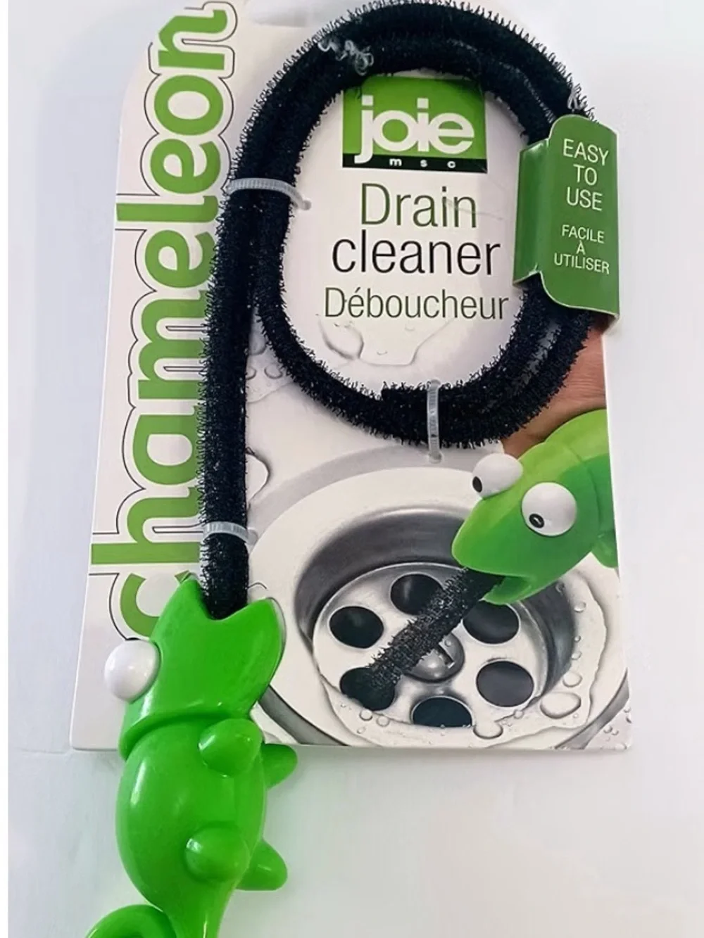 Joie Green Chameleon Drain Cleaner with Black Brush Cable